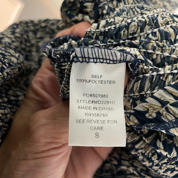 Mable Women’s Smocked Long Ruffle Sleeveless Dress Blue Floral Midi SZ Small EUC - Picture 9 of 13